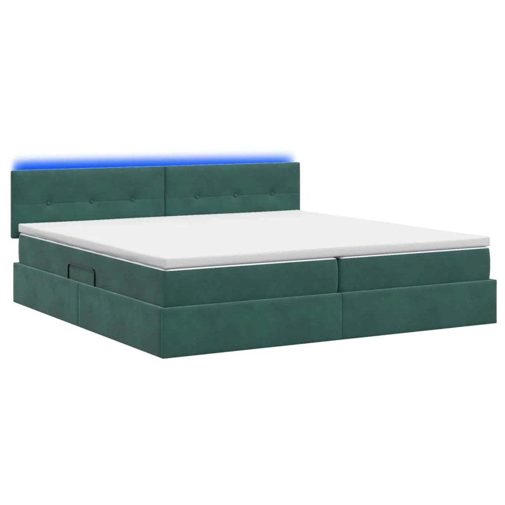 Letto con contenitore LED e materasso Verde Scuro 200 x 200 cm 3459273
