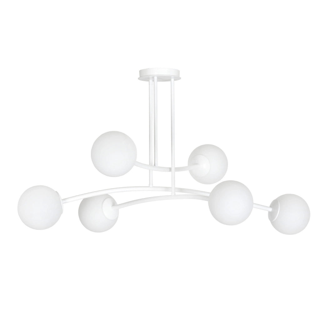 Lampadario Emibig Halldor 6xE14 bianco vetro 108cm