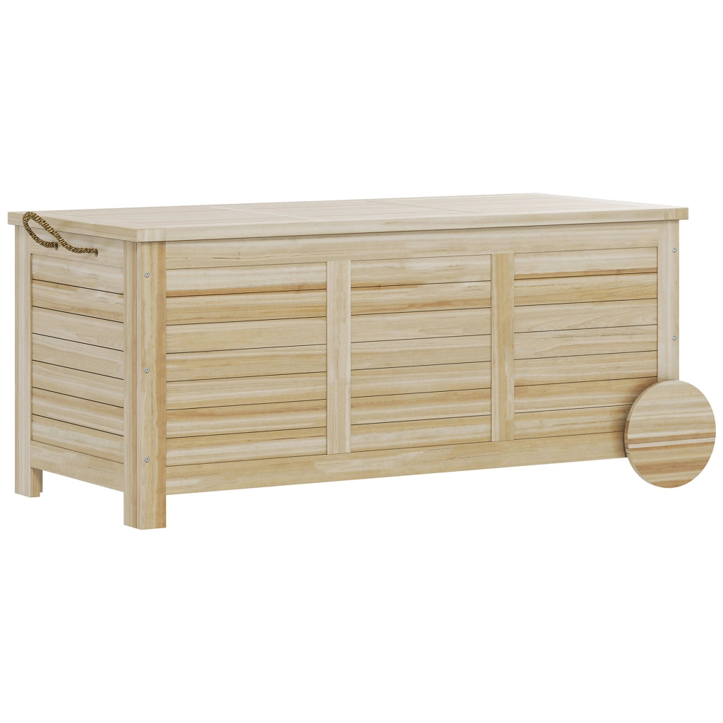 Baule da Esterno 185L a 2 Ruote con Telo Interno e Coperchio, in Legno di Abete, 110x50x50 cm, color Legno