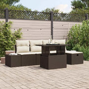Set Divano da Giardino 6 pcs Marrone polyrattan