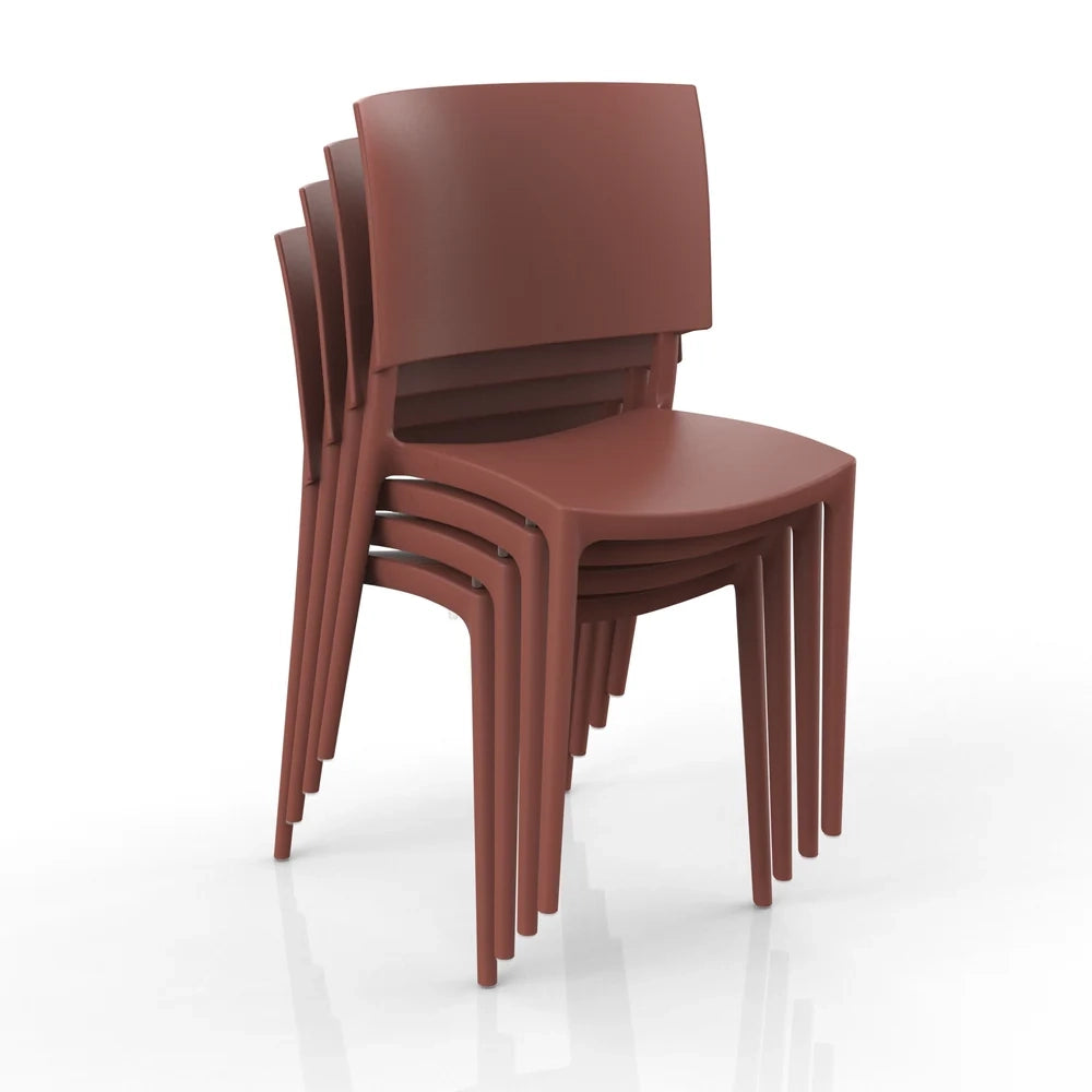 Set 2 sedie in polipropilene 100% Made in Italy SHARP, impilabile, resistente ai raggi UV, design moderno, ideale per sala da pranzo, cucina, sala d’attesa, bar, ristoranti o da esterno colore Mattone