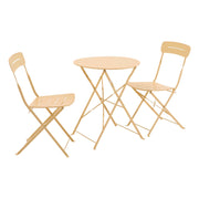 Set tavolo da giardino bistrot pieghevole rotondo in acciaio, 2 sedie,