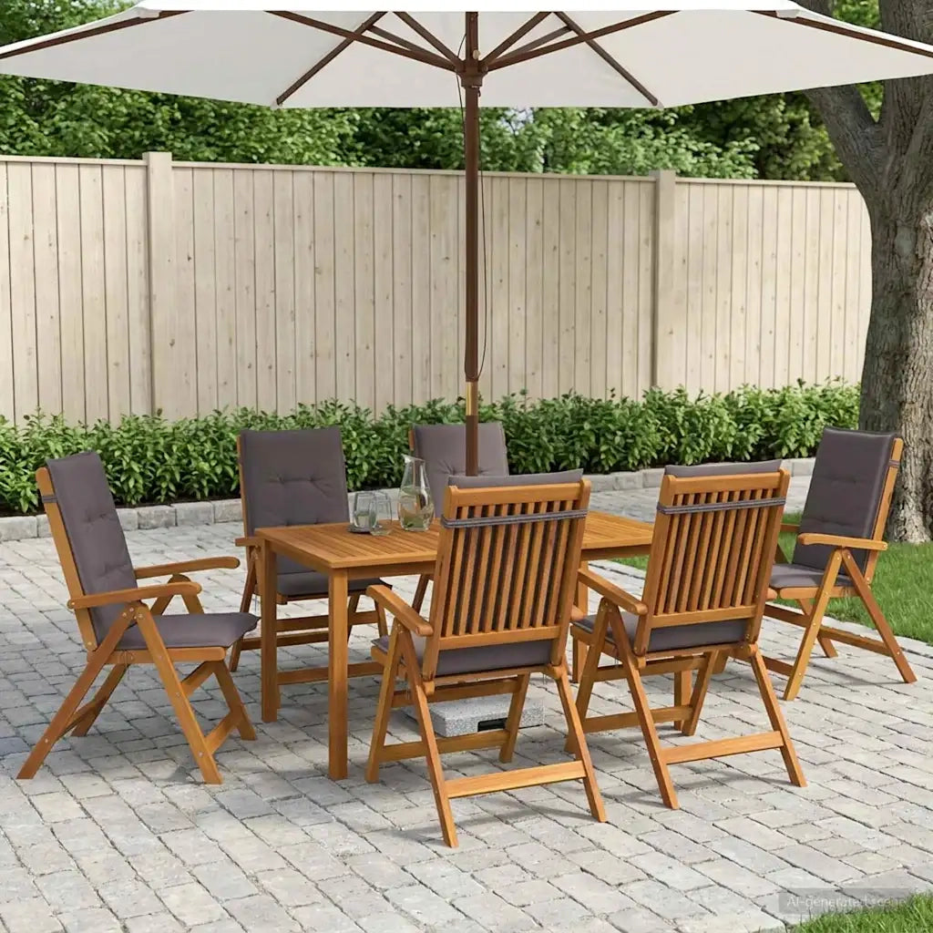 Set da pranzo da giardino 7 pezzi Naturale 3434573