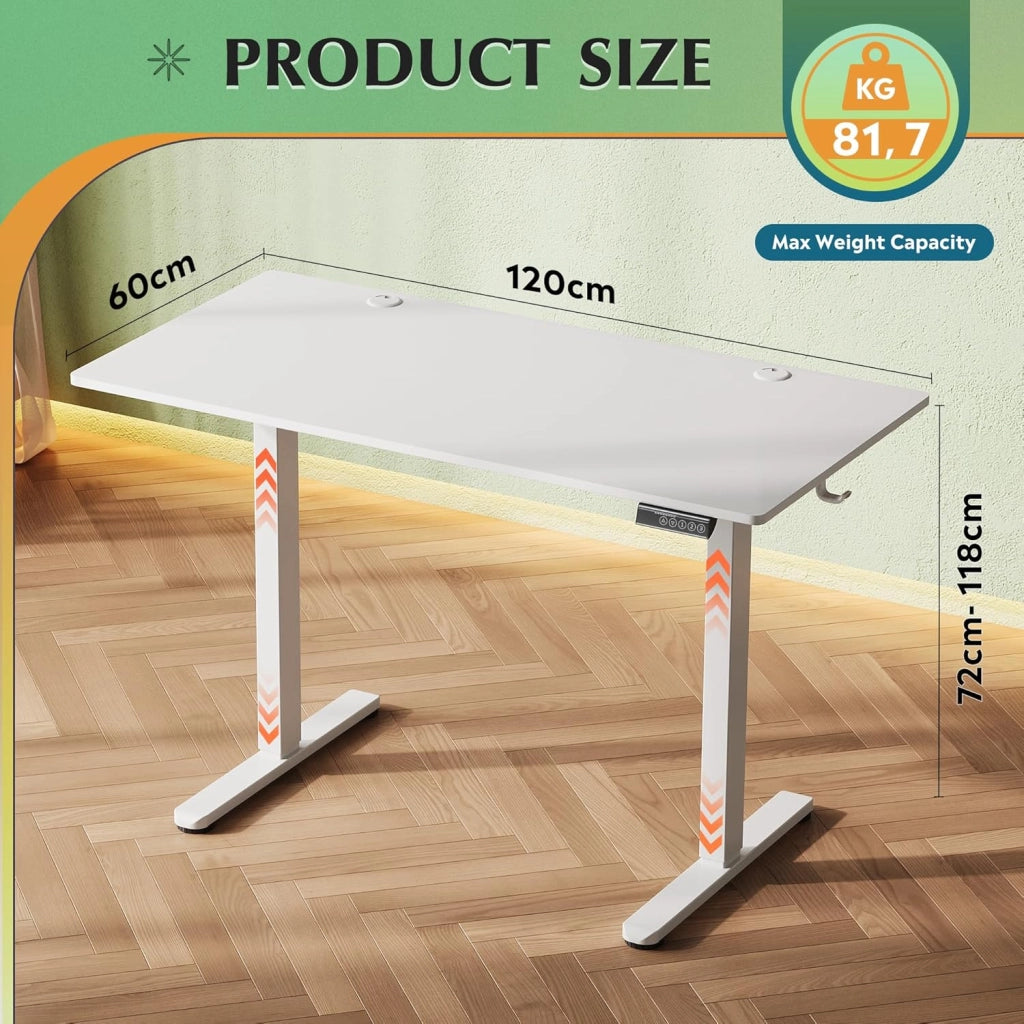 Scrivania regolabile in altezza ¨C zephmum ¨C Bianco 120x60 cm
