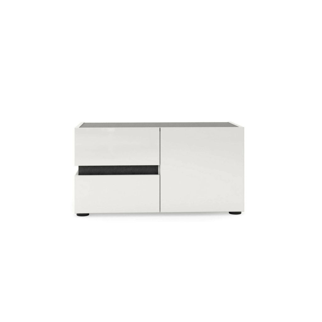 Seul, Mobile da Ingresso 2 Cassetti Made in Italy, 80x38x42h cm Bianco Lucido