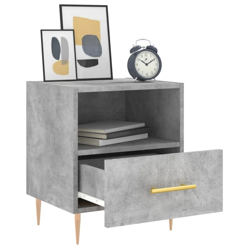 Comodino Grigio Cemento 40x35x47,5 cm in Legno Multistrato 827412