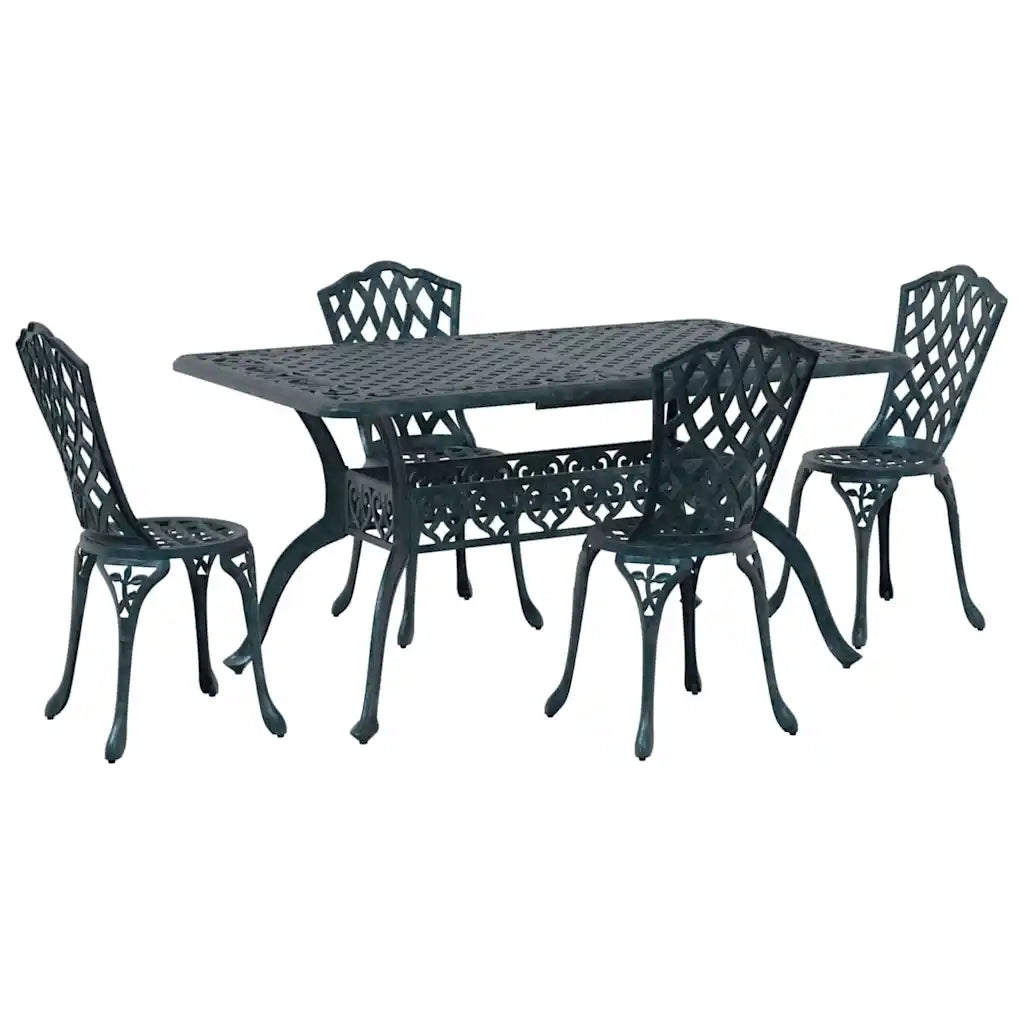 Set da Pranzo per Giardino 5 pcs Verde Alluminio