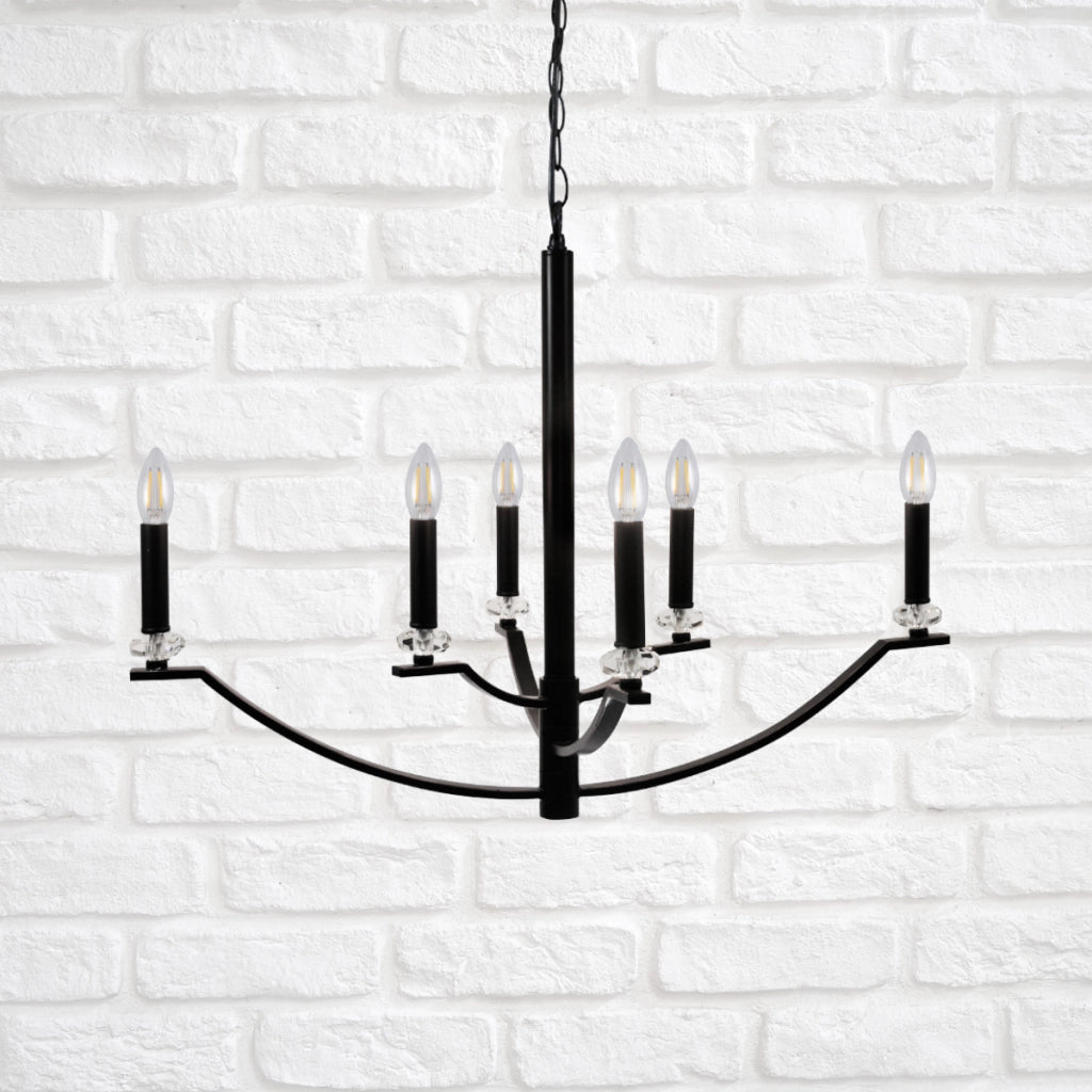 Lampadario HIMS industriale nero 6 luci E14 metallo Polux