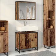 Set di mobili per il bagno con lo scaffale 2 pcs Legno vecchio