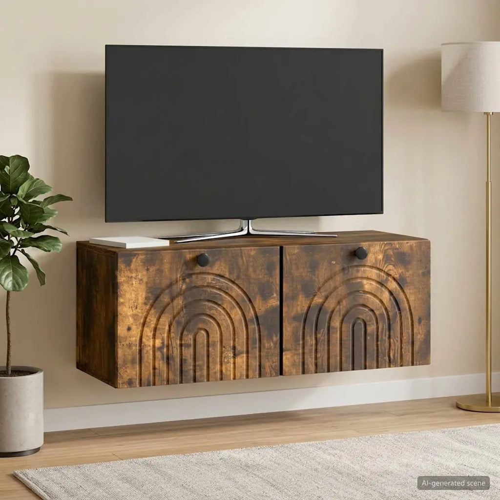 Mobile Porta TV da Muro Rovere Fumo 78,5 x 31 x 30 cm 898210