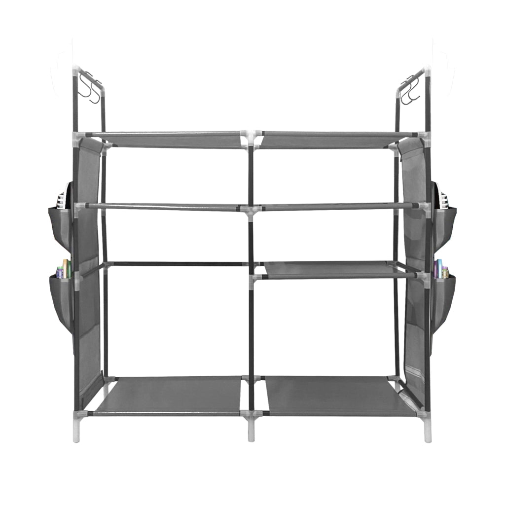 Scarpiera componibile in metallo Nyana Home fino a 21 paia 95x90x27cm, 4 tasche laterali, 4 altezze Grigio.