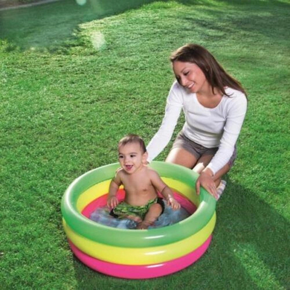 Trade Shop - Piscina Gonfiabile Tonda Summer Piscinetta Per Bambini A 3 Anelli 70x24cm 51128 -