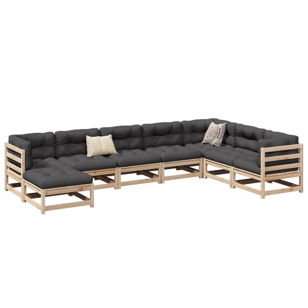 Set Divani da Giardino 8 pz | Set Salotto da Giardino in Legno Massello di Pino