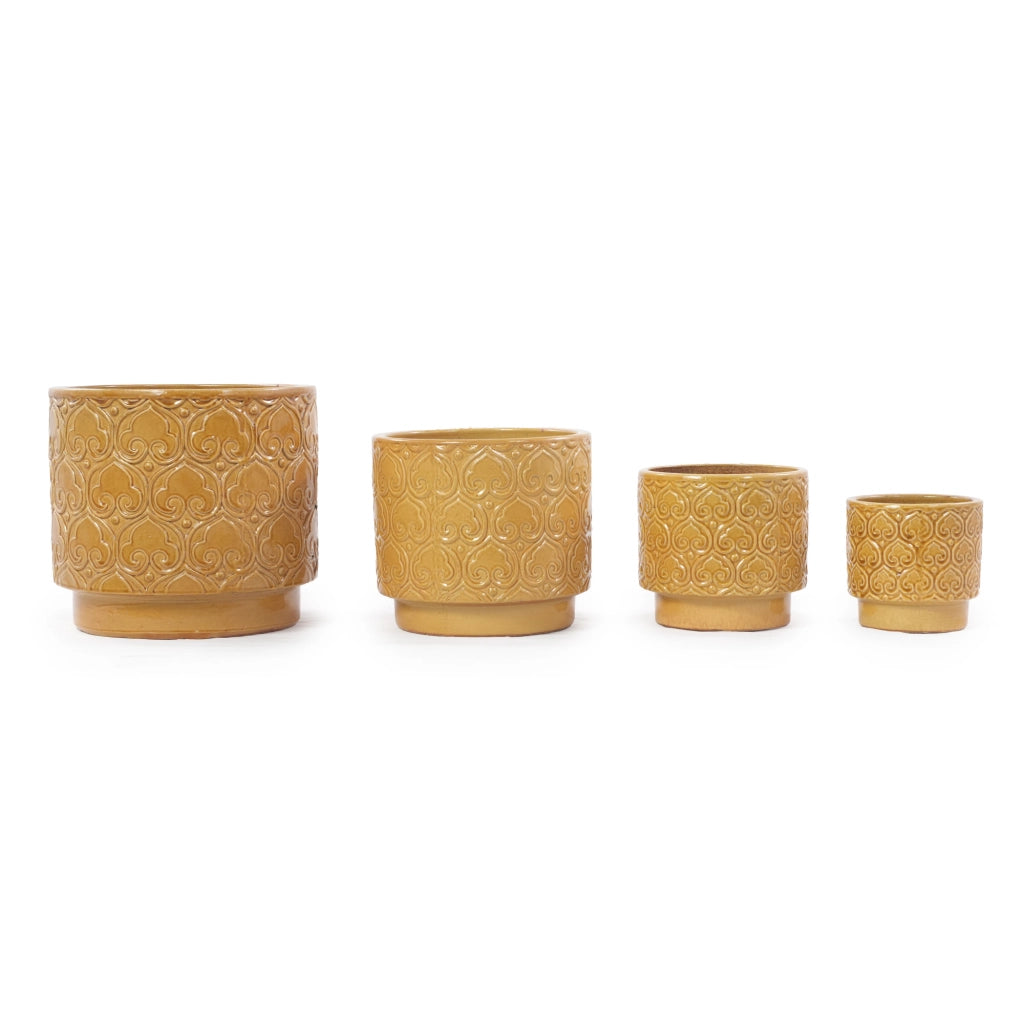 VASO DA FIORI In ceramica 31,5 cm Giallo lucido con rilievo a cuore