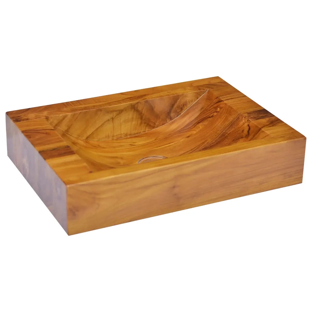 Lavabo-Lavandino-Lavello in Legno Massello di Teak 50x35x10 cm