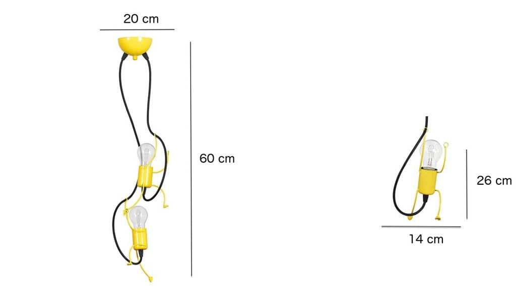 Lampada a sospensione Emibig Bobi 2xE27 nera/rossa Ø20cm