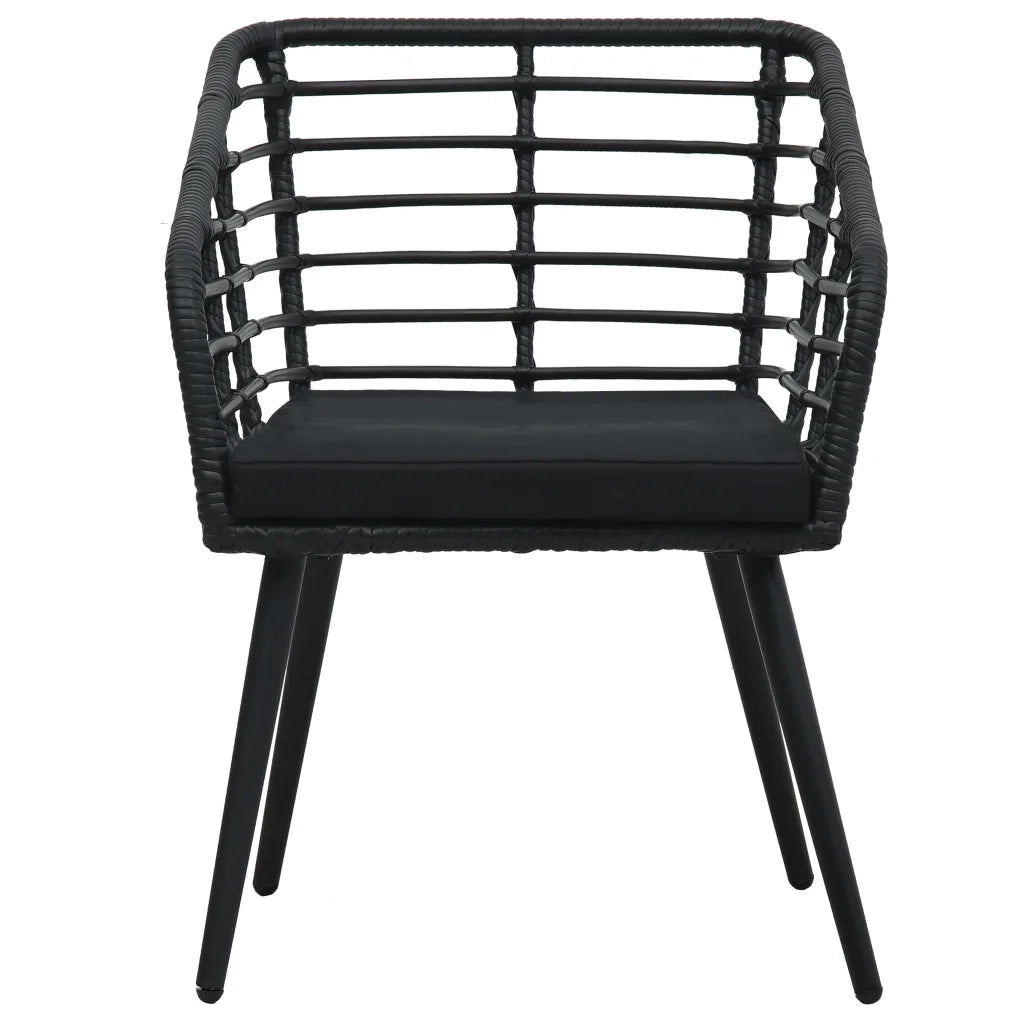 Sedie da Giardino con Cuscini 2 pz | Sedie da Esterno in Polyrattan Nere