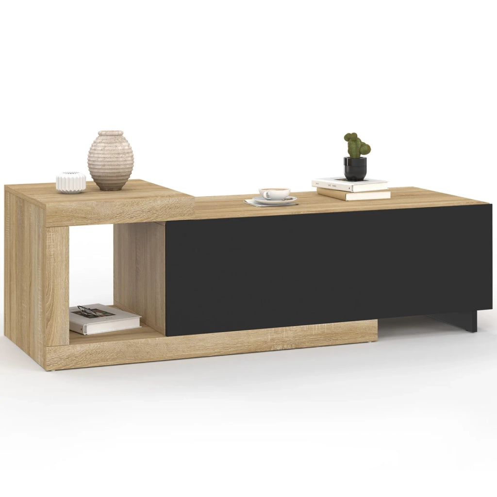 IDMarket - Tavolino RAPHAEL 100-130 cm, allungabile, 1 anta, legno e nero