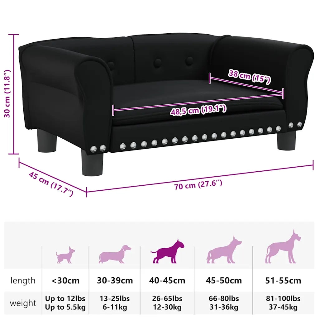 Lettino per Cani Nero 70x45x30 cm in Similpelle CFW1048868