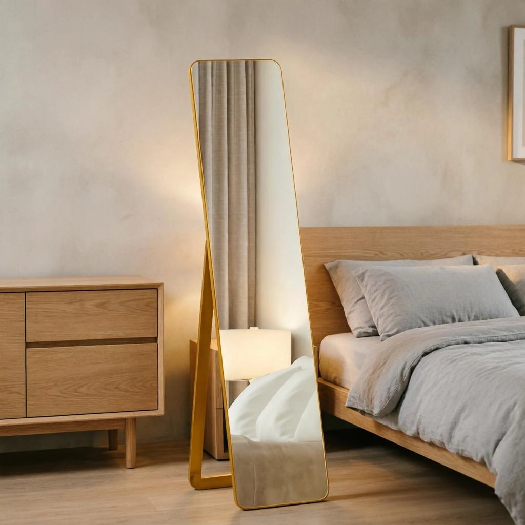 SPECCHIO DA TERRA Rettangolare 156x37 cm Noce