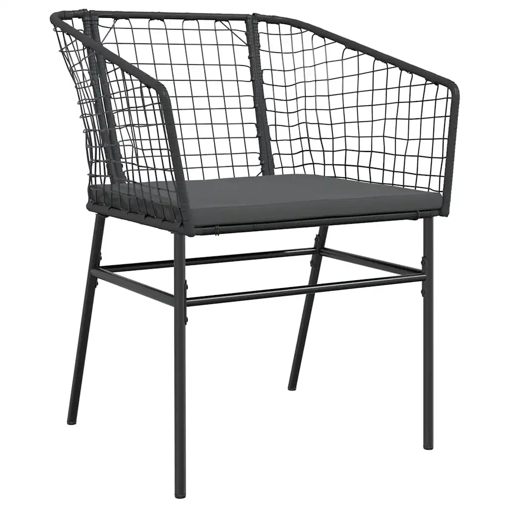 Set Pranzo da Giardino 7 pz Nero con Cuscini Polyrattan Vetro 3334601