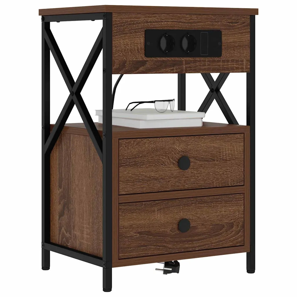 Set di 2 Comodini | Armadio da Notte | Mobiletto da notte Rovere Marrone 40 x 31 x 60 cm