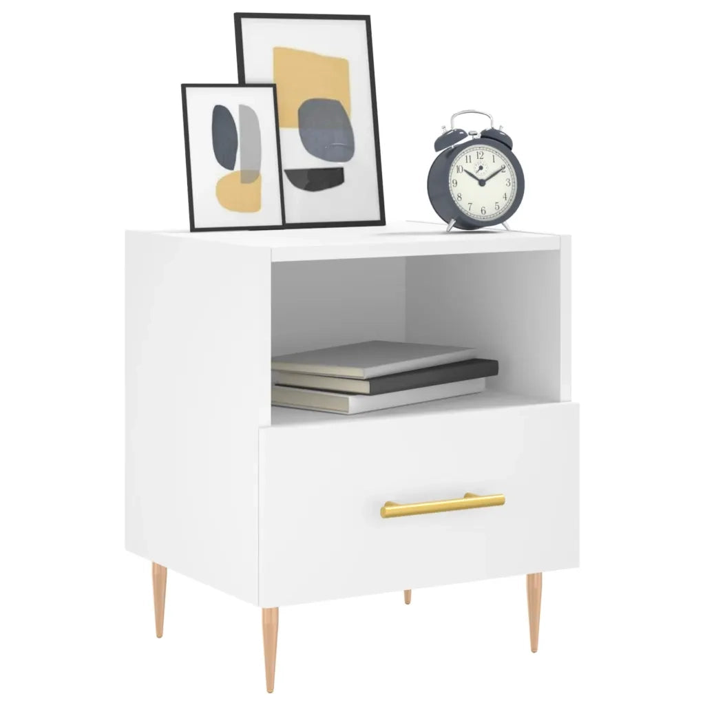 Set di 2 Comodini | Armadio da Notte | Mobiletto da notte Bianchi 40x35x47,5 cm in Legno Multistrato