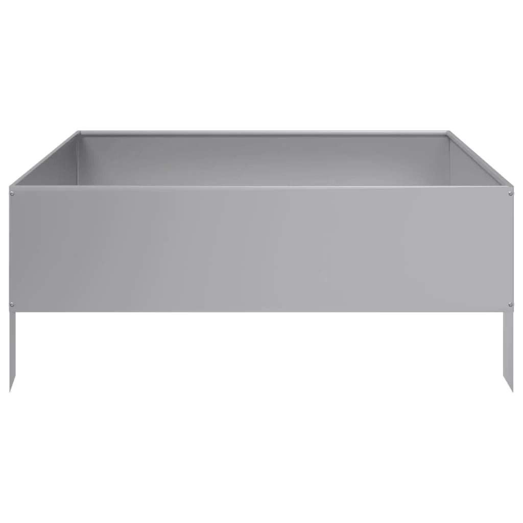 Fioriera rialzata per piante fiori patio giardino 100 x 100 x 25 cm acciaio inox argento 02_0039267