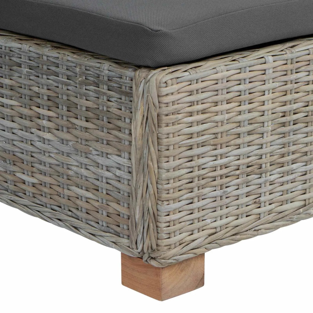Poggiapiedi con Cuscino GENDT Rattan naturale Grigio Kubu 42034395