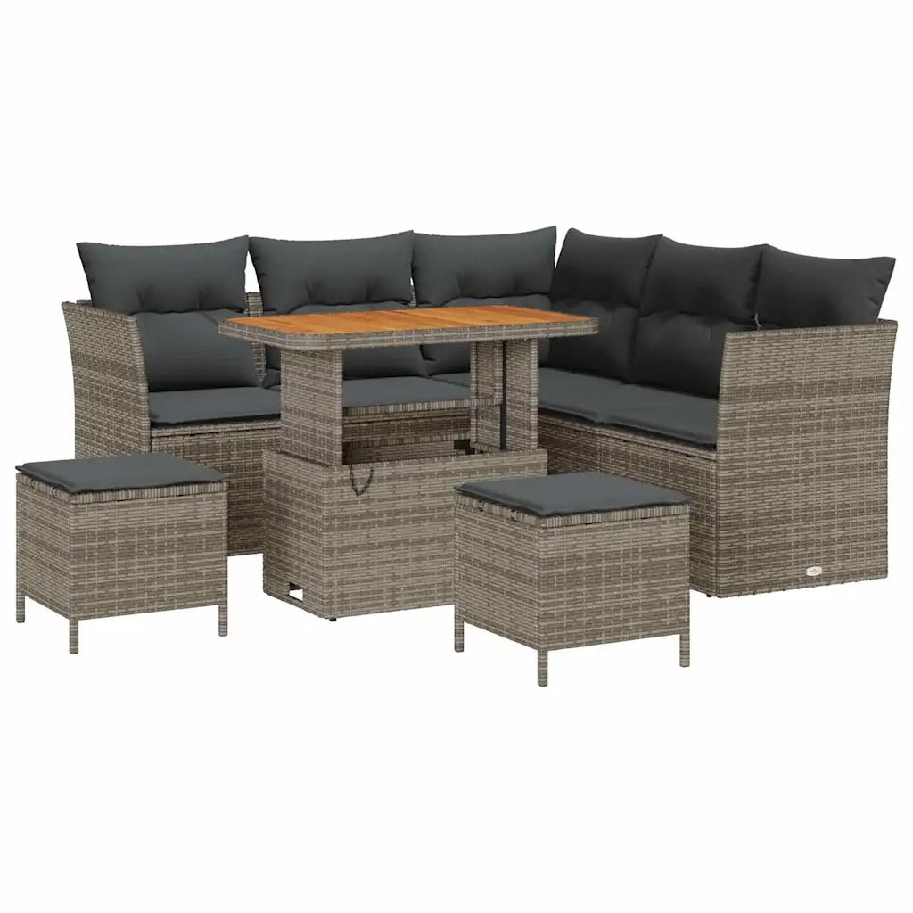 Set Divano da Giardino 8 pcs Grigio polyrattan 3361488