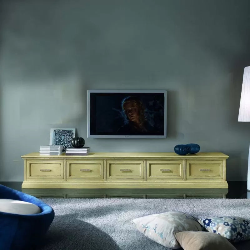 Parete attrezzata porta tv in legno shabby avorio l.303 - Mobili 2G