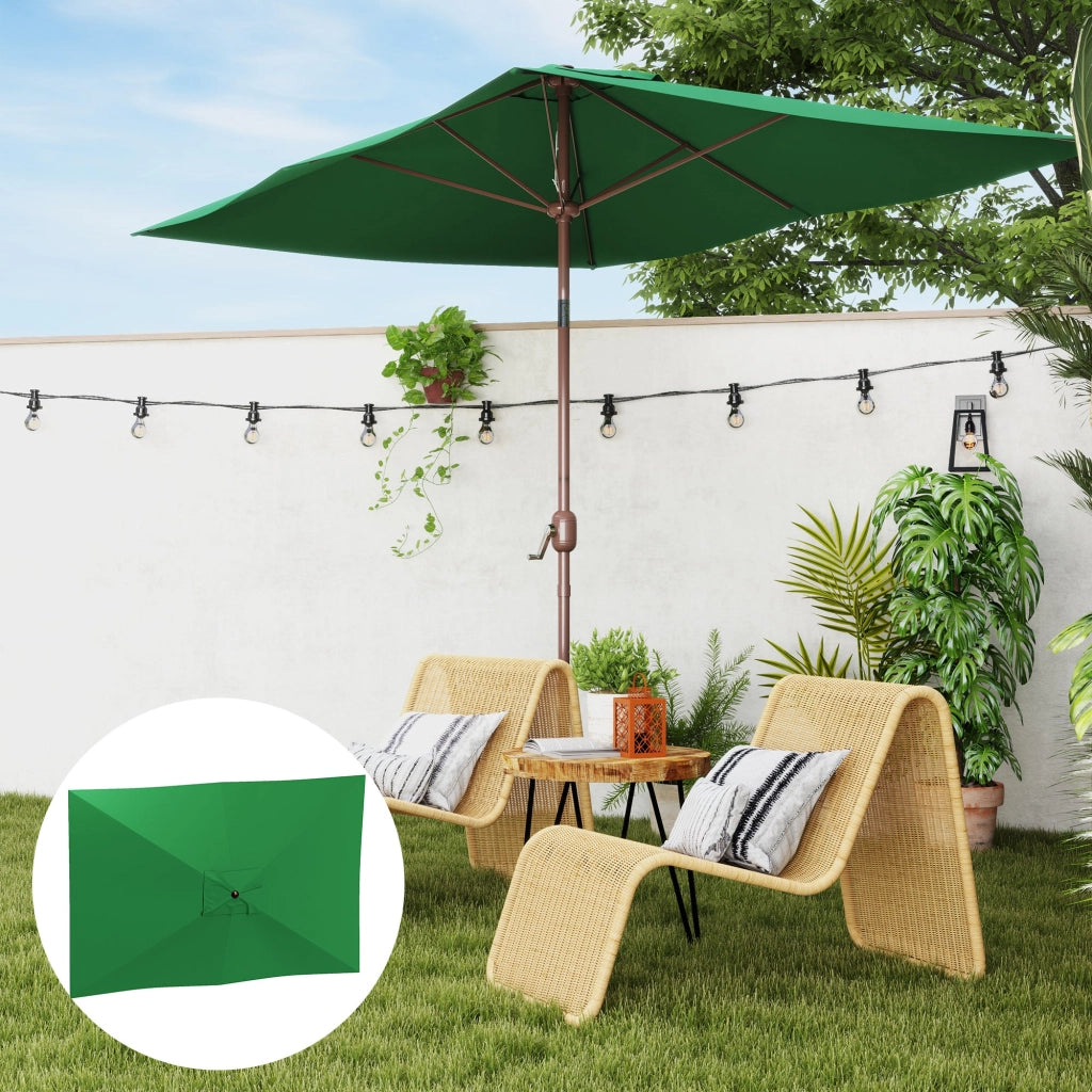 Telo di Ricambio per Ombrellone Rettangolare 3x2 m a 6 Stecche Poliestere Anti UV 50+ Verde
