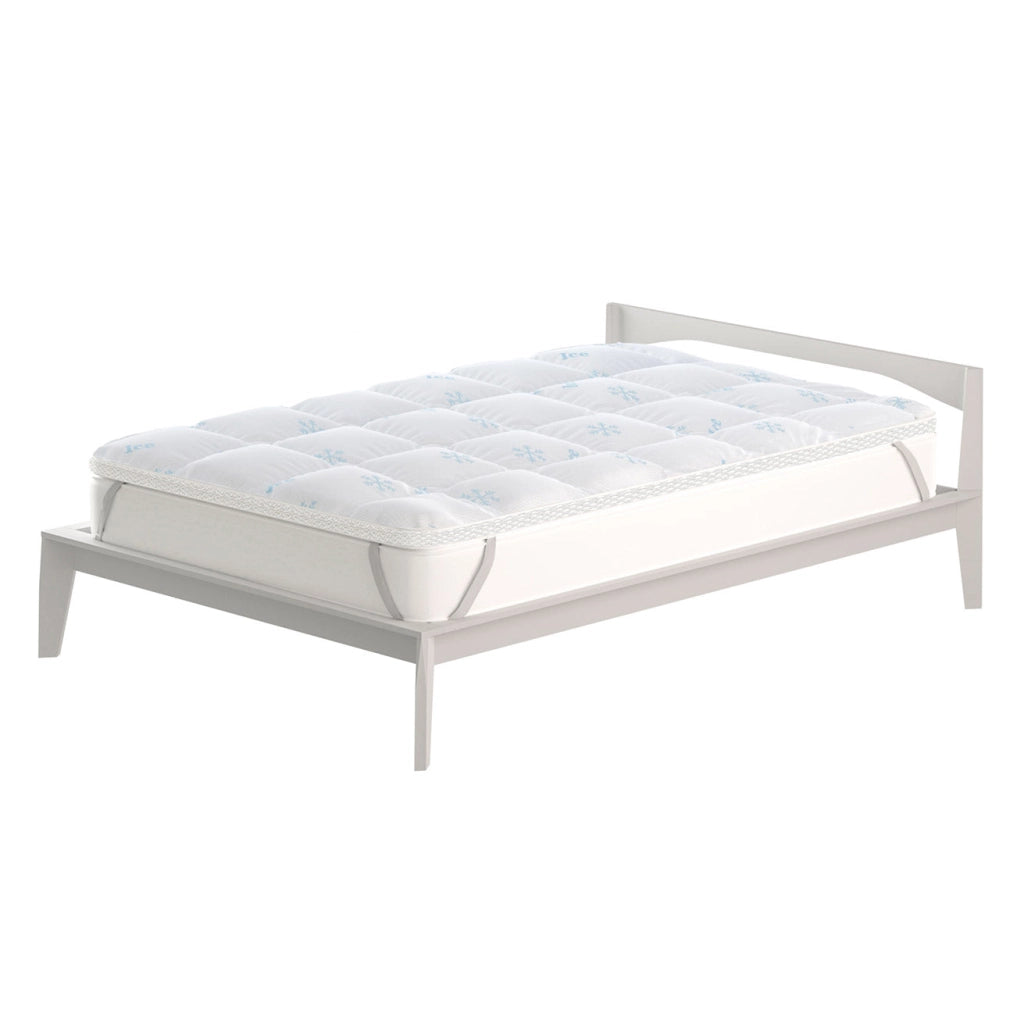 Topper Double Face Matrimoniale Trapuntato 300 gr/mq con Elastici Ice Refrigerante Bianco