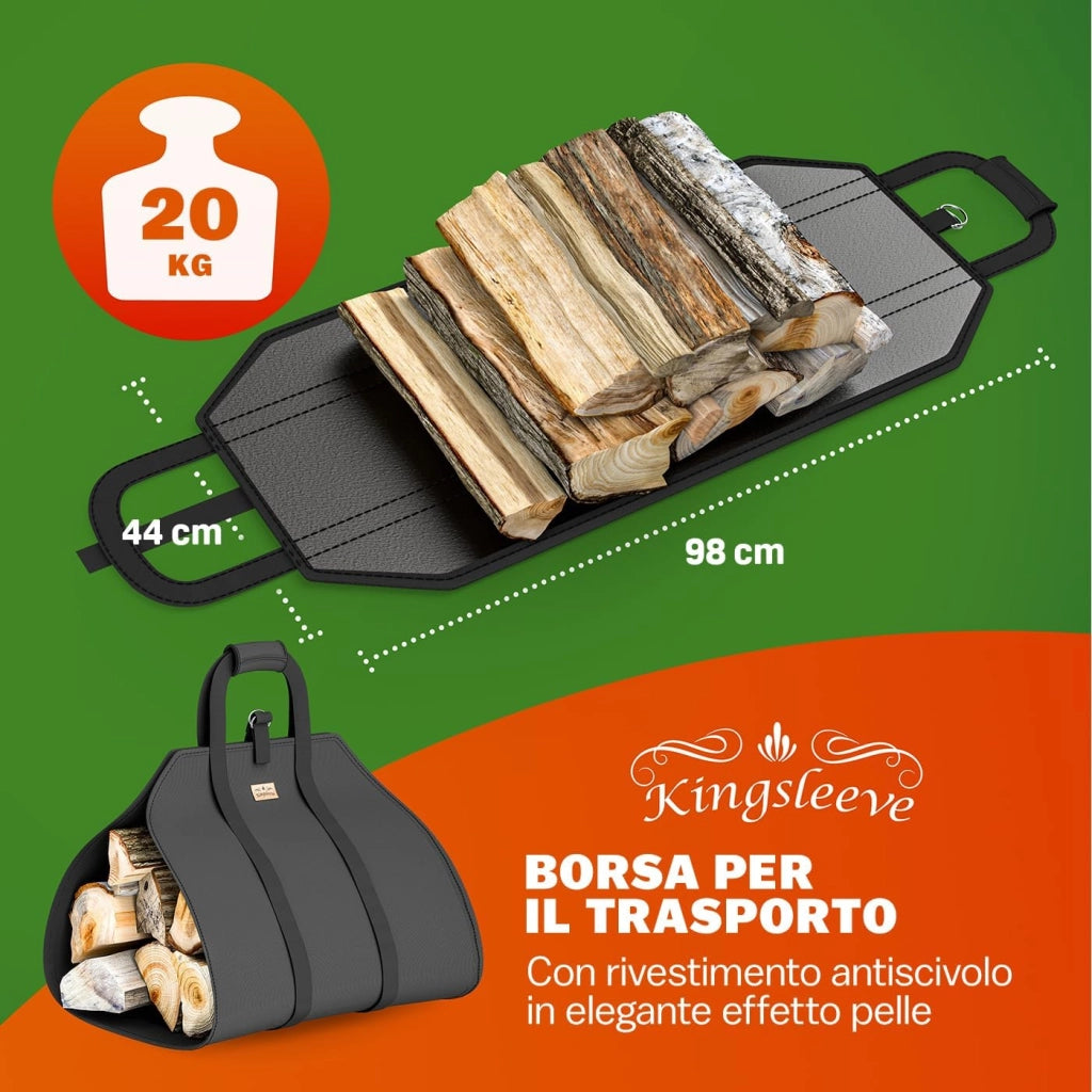 ® Legnaia da Esterno 2,3 m³ 70Px163lx198H cm Tetto Copertura Protettiva Portalegna Rastrelliera Legno Camino Telo Giardino Borsa per Trasporto