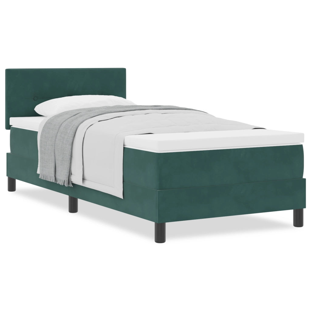 Letto con Sommier e Materasso Verde Scuro 90x200 cm Velluto
