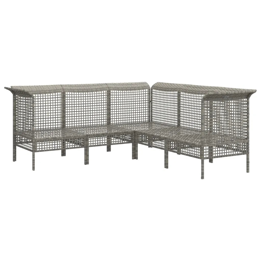 Set Divani da Giardino 5 pz con Cuscini in Polyrattan Grigio
