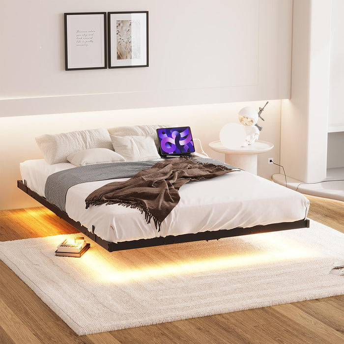 Letto sospeso 120x200cm - Xylo - LED USB metallo facile montaggio