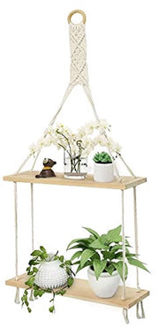 Pannello di Muratura a Macramé - Decorazione Bohemien - 2 Strati - Cotone - Rustico