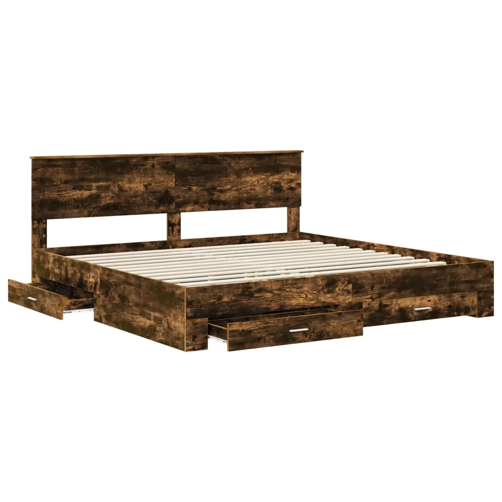 Struttura del letto Rovere fumé 200 x 200 cm Legno multistrato