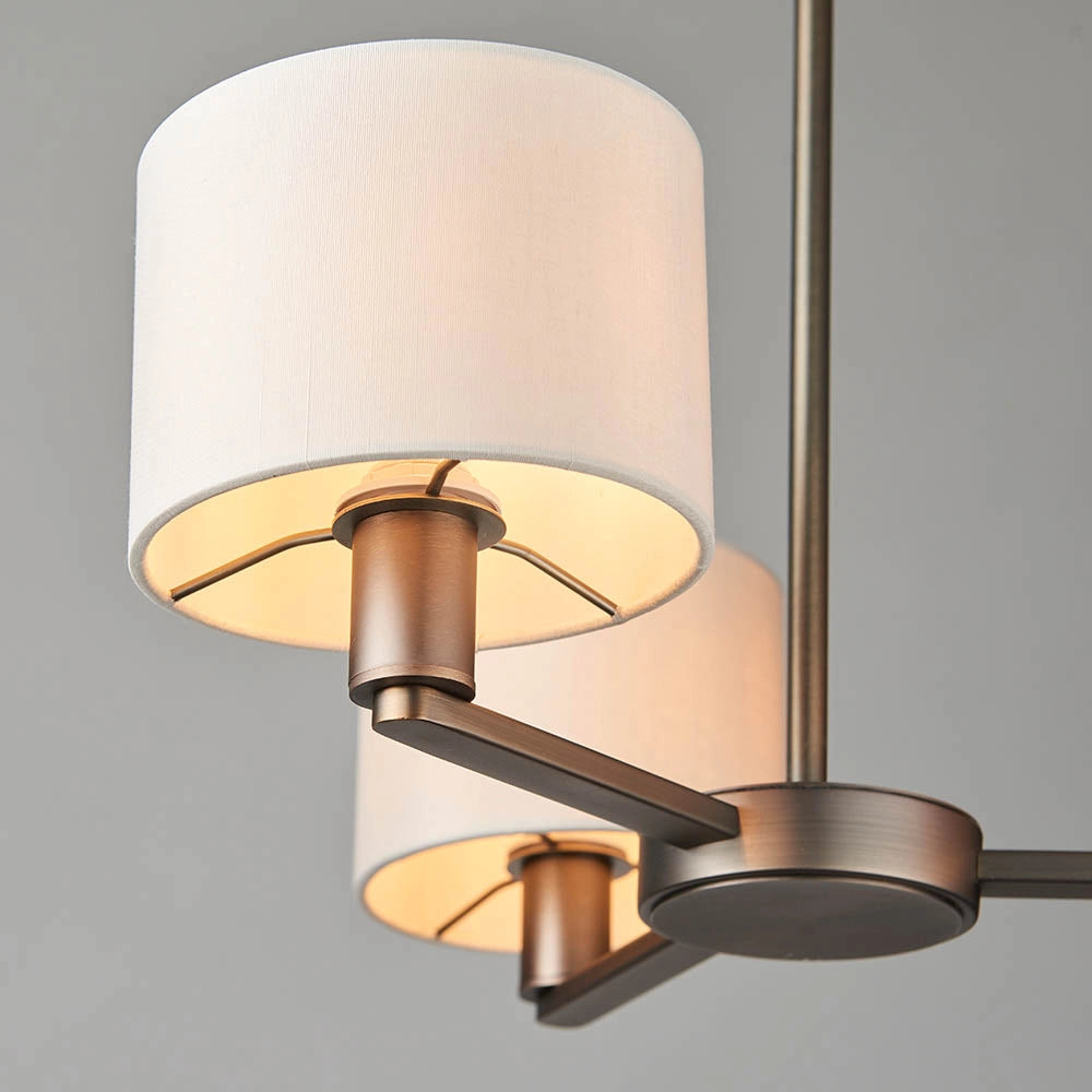 Lampadario Daley Endon 3 luci bronzo antico E14 paralumi lino