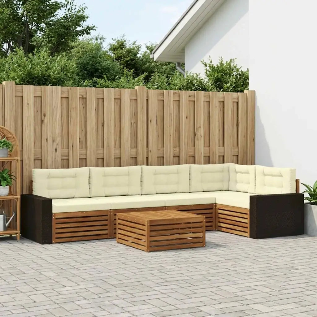 Set di divani da esterno 6 pcs Naturale e Crema 79 x 79 x 37 cm