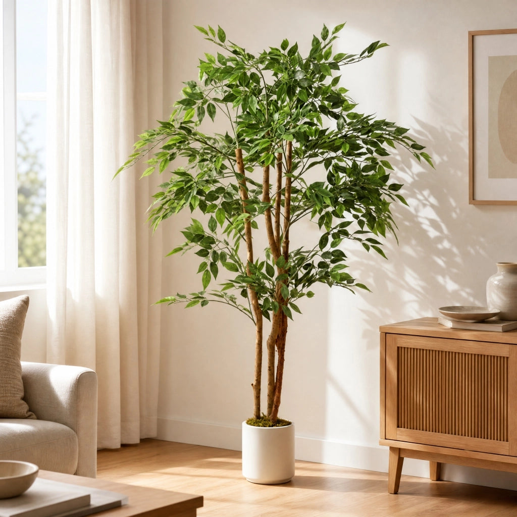 Pianta artificiale 65x65x150 cm con foglie regolabili; polietilene; verde
