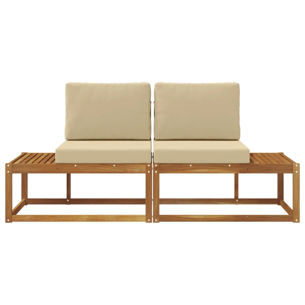 Divano da Esterno con cuscino-Divano da Giardino 2 Pezzo Naturale e Beige
