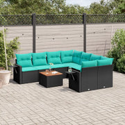 Set Divani da Giardino 9 pz con Cuscini Nero in Polyrattan 3224489