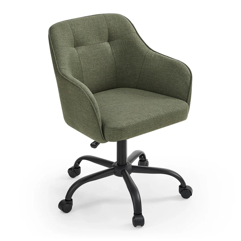 Sedia da ufficio sedia girevole seduta comoda ed ergonomica altezza regolabile portata 120 kg struttura in acciaio tessuto effetto lino verde 12_0005882