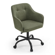 Sedia da ufficio sedia girevole seduta comoda ed ergonomica altezza regolabile portata 120 kg struttura in acciaio tessuto effetto lino verde 12_0005882