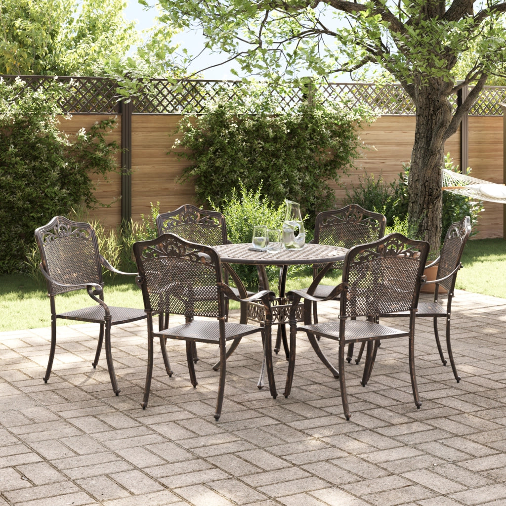 Set da Pranzo da Giardino in Alluminio pressofuso Bronzo - 7 Pezzi
