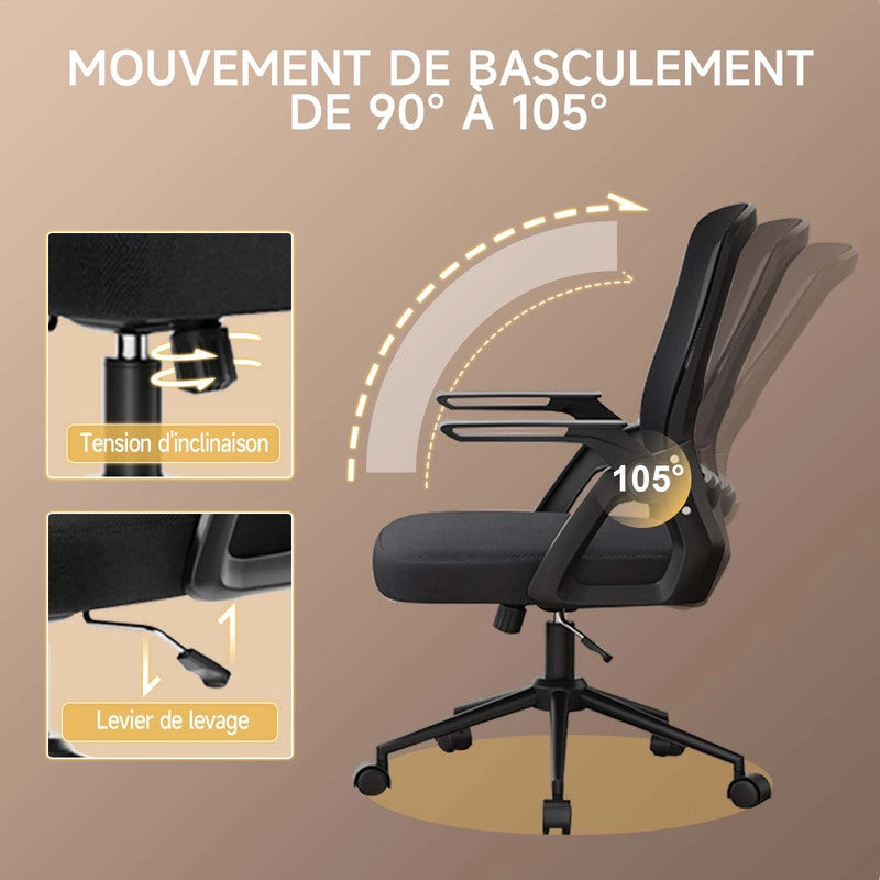 Sedia da ufficio ergonomica, , sedia da computer in rete traspirante con braccioli sollevabili e altezza regolabile