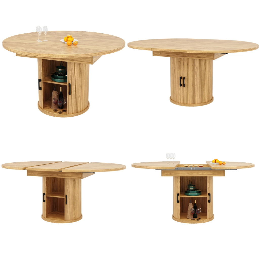 Tavolo da Pranzo Rotondo Allungabile ¨C MINIMAL ¨C Legno, 118-158 cm, 6 Persone