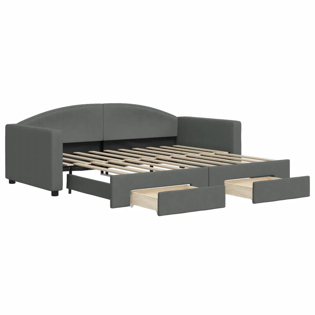 Divano Letto Estraibile Cassetti Grigio Scuro 90x190cm Tessuto 3197235